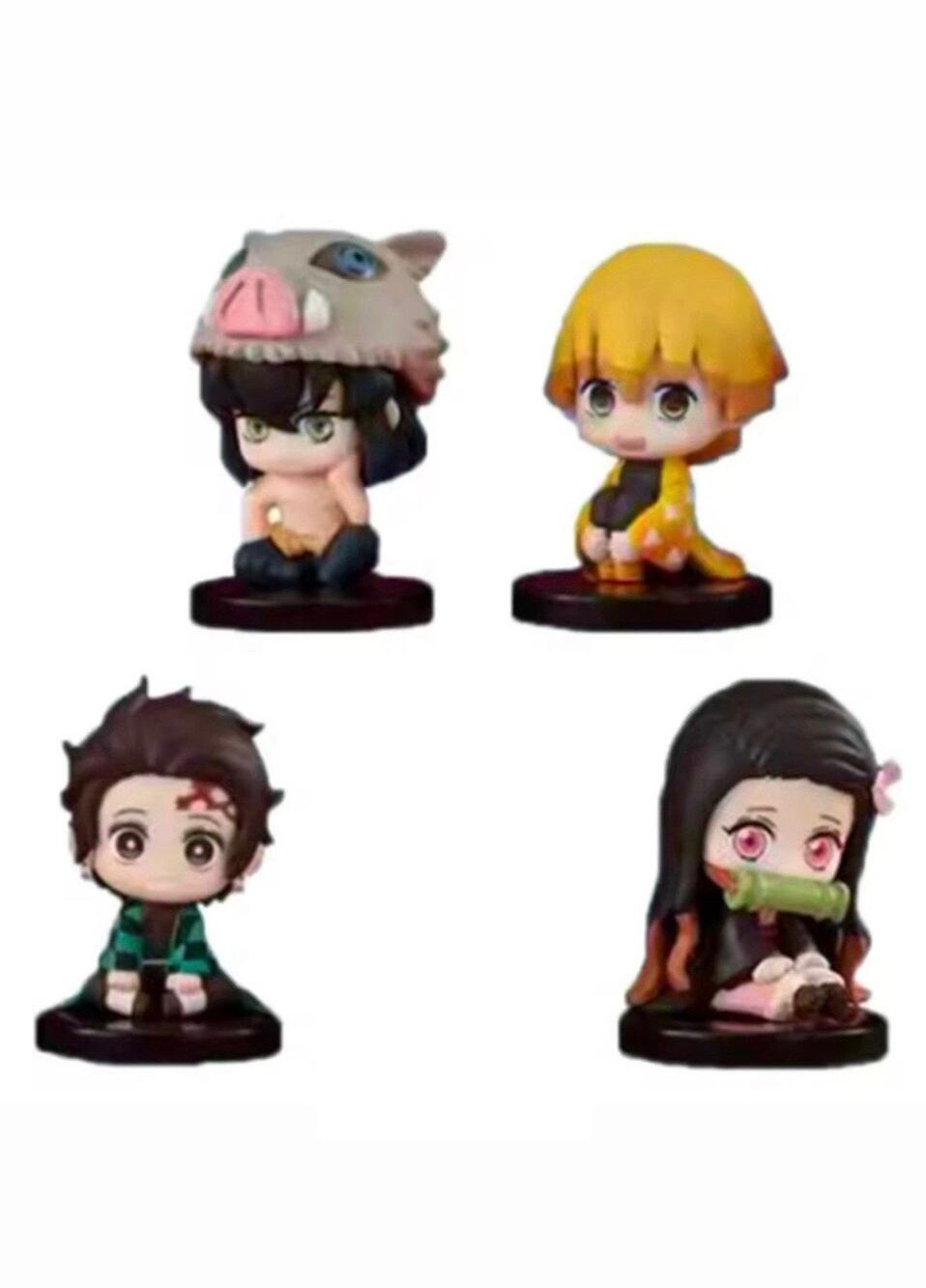 Anime Demon Slayer: Tanjiro, Nezuko, Inosuke, Zenitzu 4Pcs/Set Action Figurines